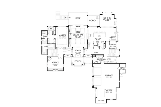 Floor Plan - Main Floor for Craftsman House Plan #48-904 - 5 bed, 4.5 bath