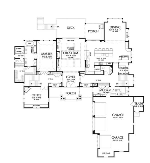 Dream House Plan - Craftsman Floor Plan - Main Floor Plan #48-904