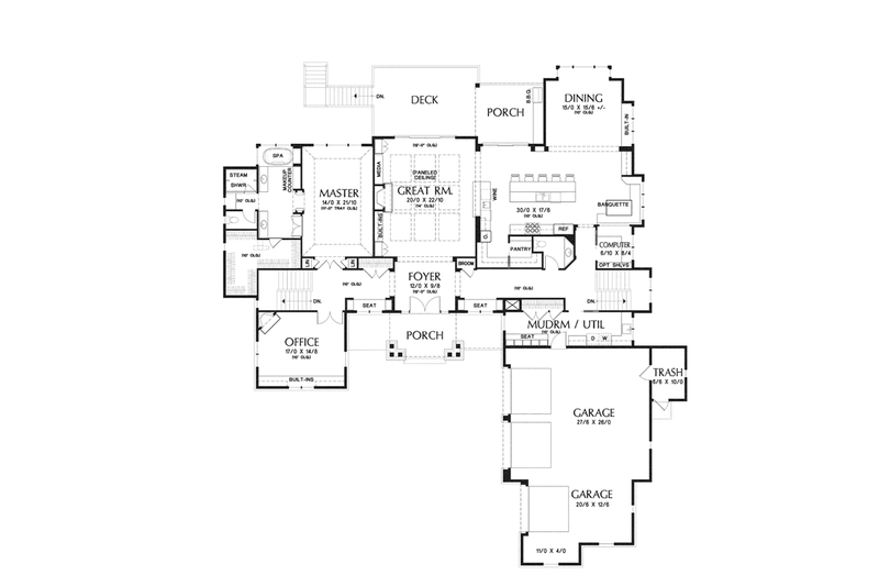 House Blueprint - Floor Plan - Main Floor for Craftsman House Plan #48-904 - 5 bed, 4.5 bath