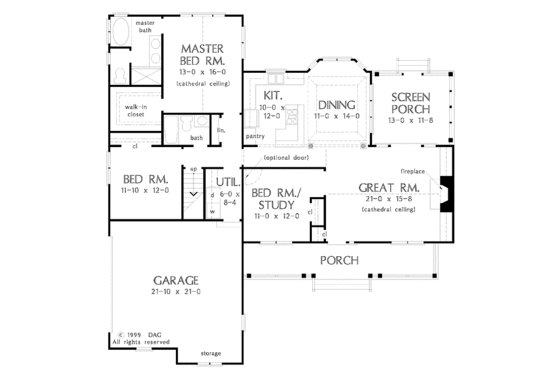 Floor Plan - Main Floor for Country House Plan #929-513 - 3 bed, 2 bath