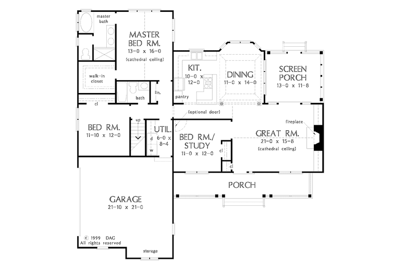 Home Plan - Floor Plan - Main Floor for Country House Plan #929-513 - 3 bed, 2 bath