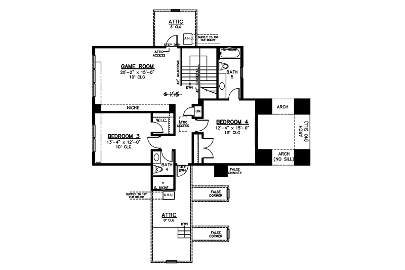 House Blueprint - Floor Plan - Upper Floor for Country House Plan #1019-18 - 5 bed, 5 bath