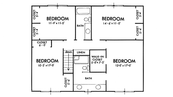 House Plan Design - Colonial Floor Plan - Upper Floor Plan #320-1272