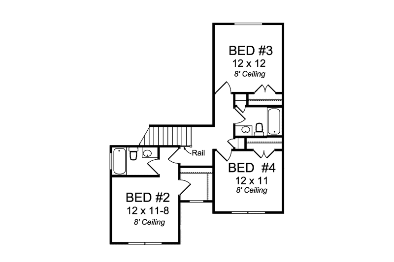 Home Plan - Floor Plan - Upper Floor for Traditional House Plan #513-2134 - 4 bed, 3.5 bath