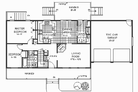 Floor Plan - Main Floor for Cabin House Plan #18-127 - 2 bed, 1 bath