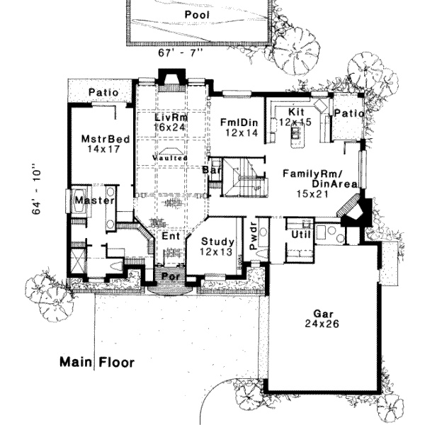 House Plan Design - European Floor Plan - Main Floor Plan #310-106
