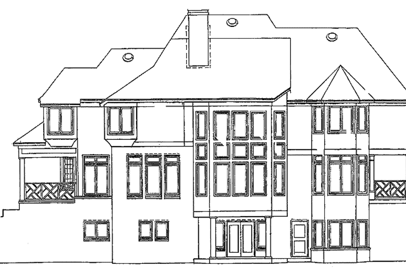 Home Plan - Exterior - Rear Elevation for Tudor House Plan #952-139 - 4 bed, 4 bath