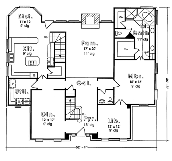 Home Plan - Colonial Floor Plan - Main Floor Plan #974-5