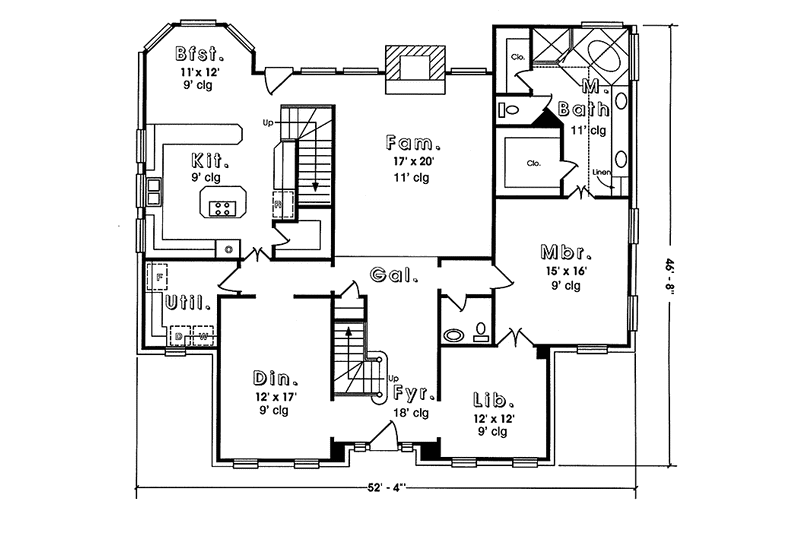Home Plan - Floor Plan - Main Floor for Colonial House Plan #974-5 - 4 bed, 3.5 bath