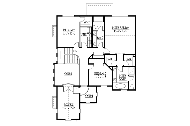 Home Plan - Floor Plan - Upper Floor for Craftsman House Plan #132-319 - 3 bed, 2.5 bath