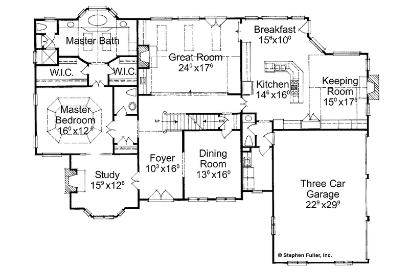 House Blueprint - Floor Plan - Main Floor for European House Plan #429-134 - 4 bed, 4.5 bath