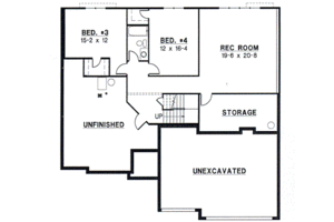 Floor Plan - Lower Floor for Traditional House Plan #67-352 - 4 bed, 3 bath