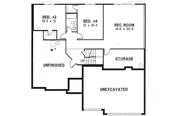Floor Plan - Lower Floor for Traditional House Plan #67-352 - 4 bed, 3 bath