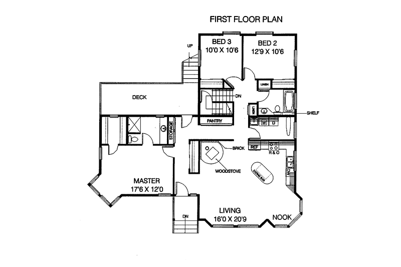Home Plan - Floor Plan - Main Floor for Country House Plan #60-663 - 3 bed, 2 bath
