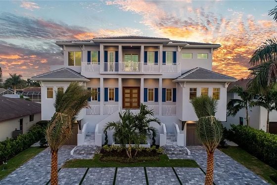 Exterior - Front Elevation for Beach House Plan #548-54 - 4 bed, 4.5 bath