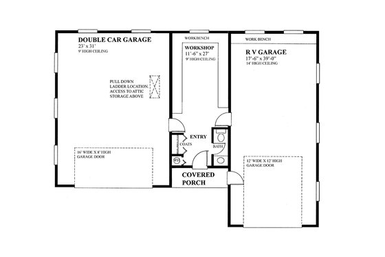 Floor Plan - Main Floor for Country House Plan #118-138, 0.5 bath