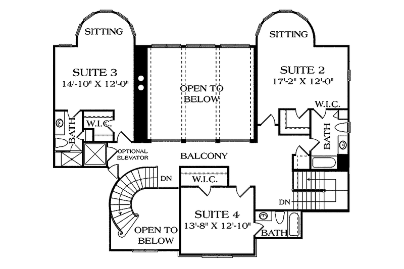 Dream House Plan - Floor Plan - Upper Floor for Craftsman House Plan #453-459 - 5 bed, 5 bath
