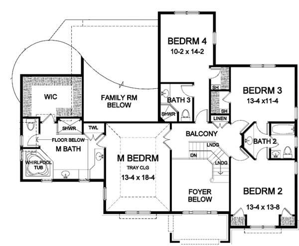 Home Plan - Classical Floor Plan - Upper Floor Plan #328-432