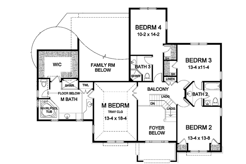 Home Plan - Floor Plan - Upper Floor for Classical House Plan #328-432 - 4 bed, 3.5 bath