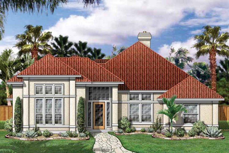 House Plan Design - Mediterranean Exterior - Front Elevation Plan #84-700