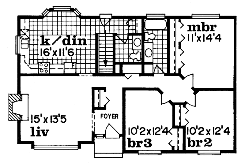 Dream House Plan - Floor Plan - Main Floor for Ranch House Plan #47-925 - 3 bed, 1.5 bath