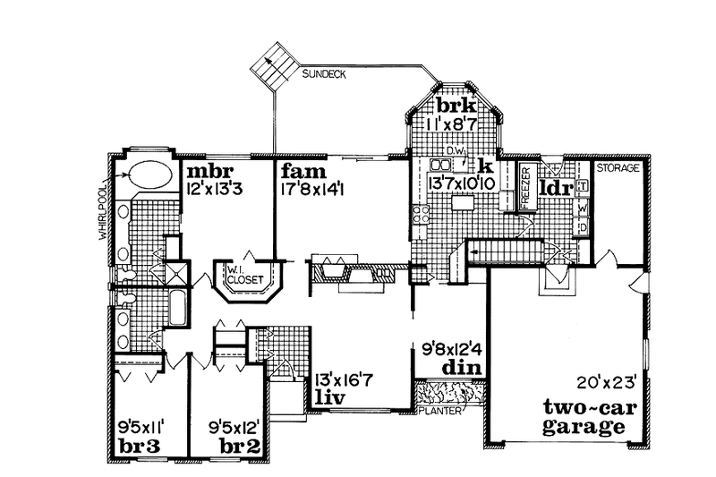 Architectural House Design - Floor Plan - Main Floor for Ranch House Plan #47-977 - 3 bed, 2 bath