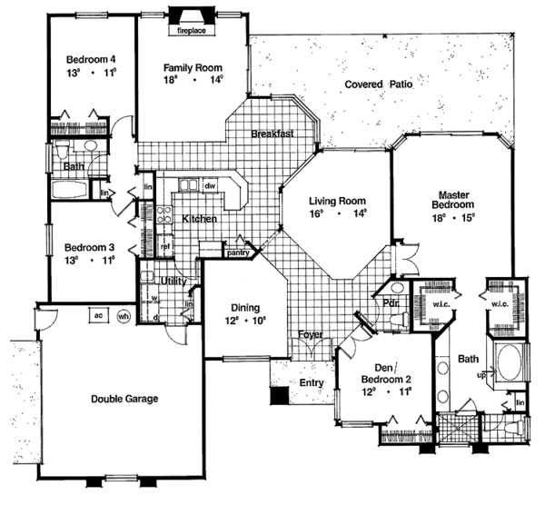 House Plan Design - Mediterranean Floor Plan - Main Floor Plan #417-516