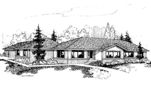 Exterior - Front Elevation 3 for Ranch House Plan #60-804 - 3 bed, 2.5 bath