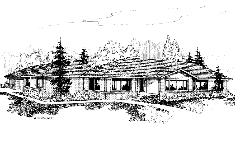 Home Plan - Exterior - Front Elevation 3 for Ranch House Plan #60-804 - 3 bed, 2.5 bath