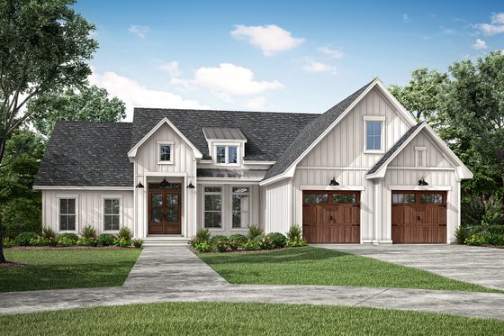 Exterior - Front Elevation 3 for Ranch House Plan #430-302 - 4 bed, 3.5 bath