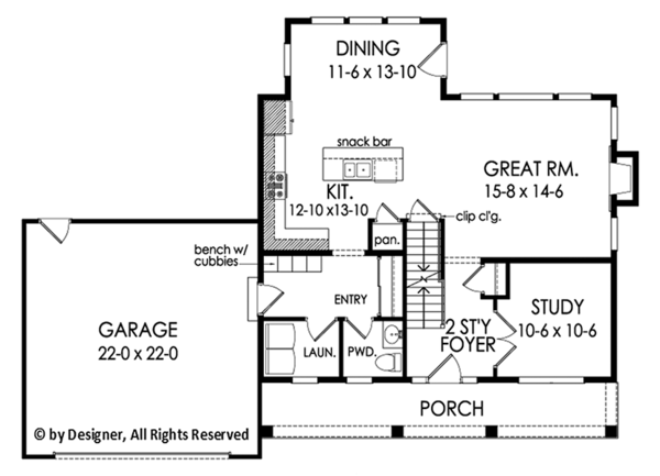 Dream House Plan - Colonial Floor Plan - Main Floor Plan #1010-198