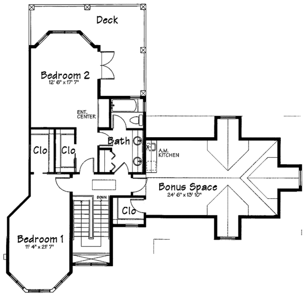 House Blueprint - Mediterranean Floor Plan - Upper Floor Plan #930-103