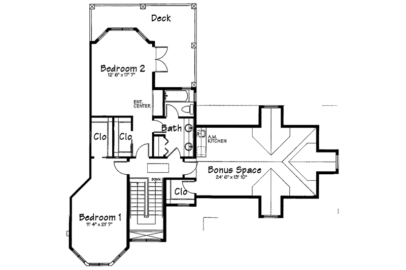 House Blueprint - Floor Plan - Upper Floor for Mediterranean House Plan #930-103 - 3 bed, 3 bath