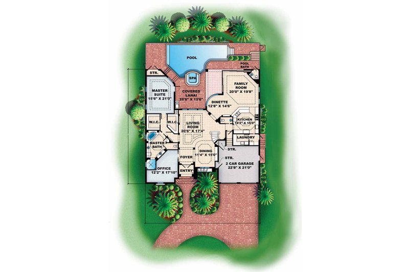Dream House Plan - Floor Plan - Main Floor for Mediterranean House Plan #1017-16 - 5 bed, 4 bath