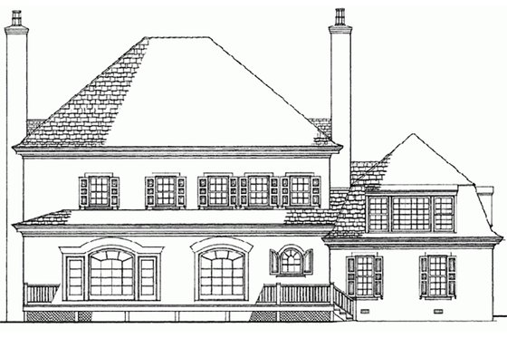 Exterior - Rear Elevation for European House Plan #137-173 - 5 bed, 5 bath