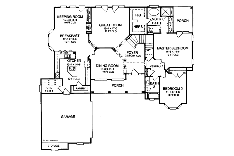 House Blueprint - Floor Plan - Main Floor for Country House Plan #952-107 - 4 bed, 3 bath