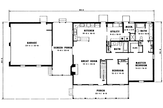 Floor Plan - Main Floor for Country House Plan #10-251 - 4 bed, 3 bath