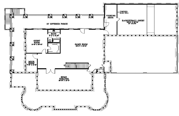 Architectural House Design - Southern Floor Plan - Lower Floor Plan #17-3092