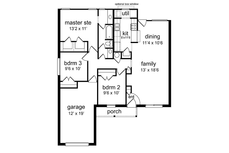 Home Plan - Floor Plan - Main Floor for Traditional House Plan #84-746 - 3 bed, 1 bath