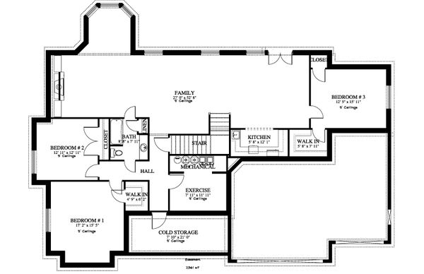 Dream House Plan - Traditional Floor Plan - Lower Floor Plan #1060-61