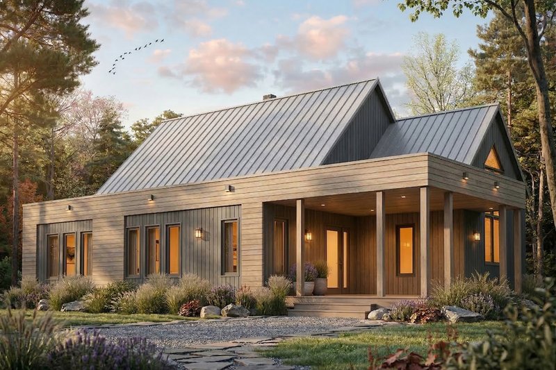 House Blueprint - Exterior - Front Elevation 4 for Modern House Plan #23-2676 - 2 bed, 1 bath