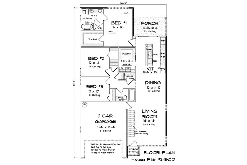Home Plan - Floor Plan - Main Floor 1 for Cottage House Plan #513-2293 - 3 bed, 2 bath
