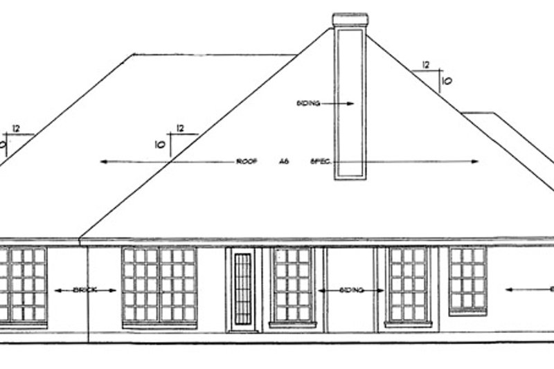 Dream House Plan - Exterior - Rear Elevation for Ranch House Plan #42-514 - 4 bed, 2 bath