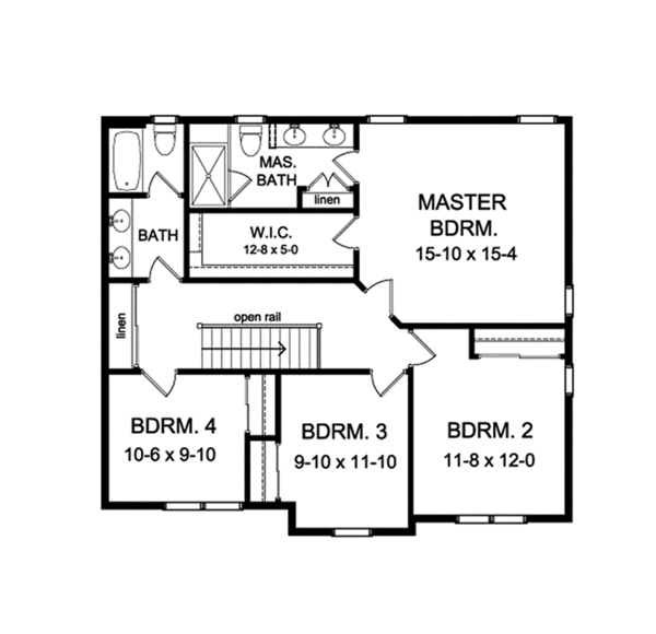Architectural House Design - Traditional Floor Plan - Upper Floor Plan #1010-125