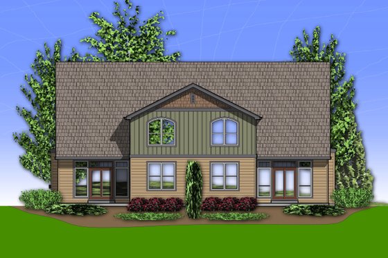 Exterior - Rear Elevation for Craftsman House Plan #48-626 - 2 bed, 2.5 bath