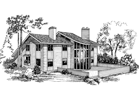 Exterior - Front Elevation 3 for European House Plan #60-959 - 4 bed, 3.5 bath
