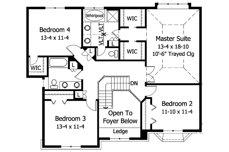 Home Plan - Floor Plan - Upper Floor for Traditional House Plan #51-961 - 4 bed, 3 bath
