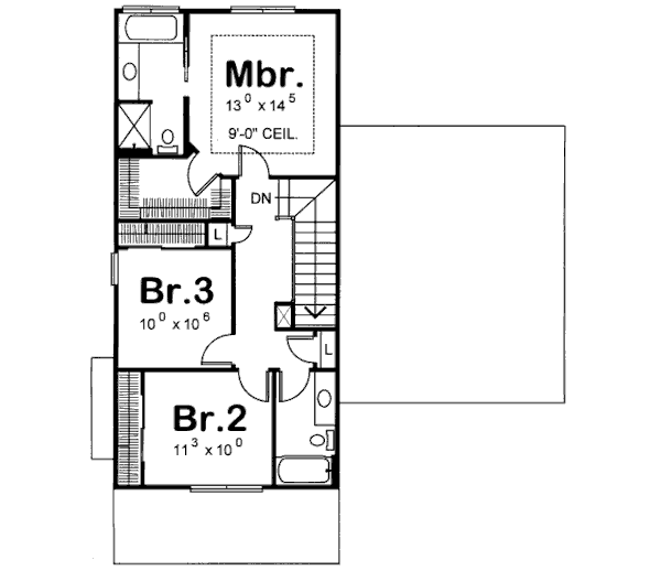 Farmhouse Floor Plan - Upper Floor Plan #20-1218
