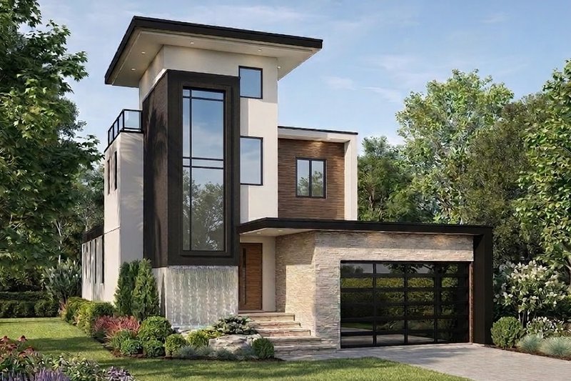 House Plan Design - Exterior - Front Elevation 2 for Modern House Plan #1083-31 - 3 bed, 4.5 bath