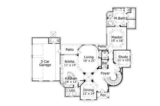 Floor Plan - Main Floor for European House Plan #411-507 - 4 bed, 3.5 bath